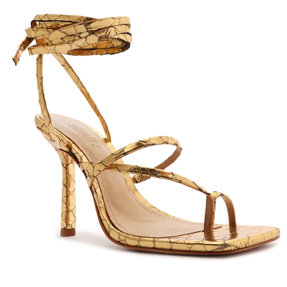NWT Schutz Metallic Leather Sandal